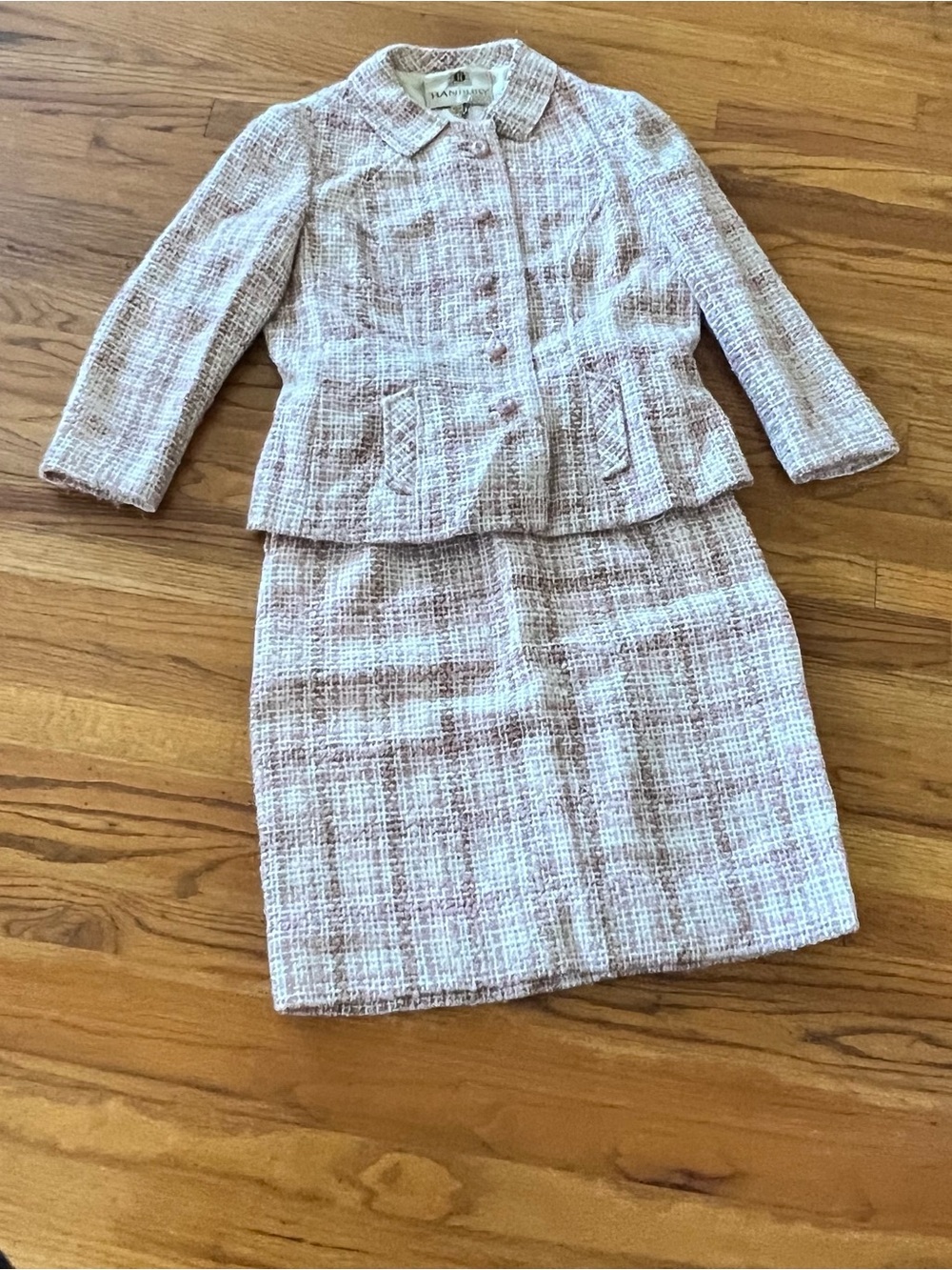 Vintage Pink Bouclé Skirt Set